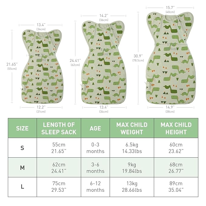 Arms Up Baby Sleep Sack Swaddle - 2 Pack Cotton Transitional Swaddle Blanket for Newborns 0-3 Months, 3-Way Wear for Snug Fit, Calms Startle Reflex, Easy Diaper Changes