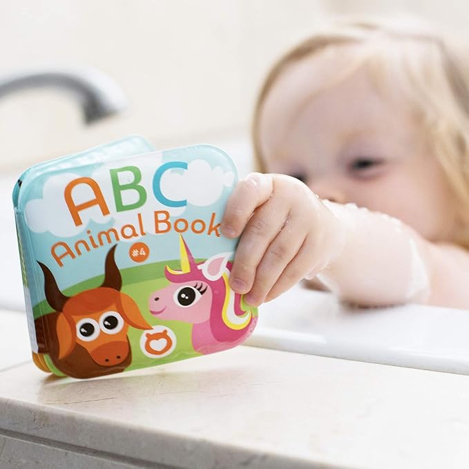 Floating Baby Bath Books. Kids Learning Bath Toys. Waterproof Bathtime Toys for Toddlers. Kids Educational Infant Bath Toys.(Set of 4: ABC Animal Bath Books)