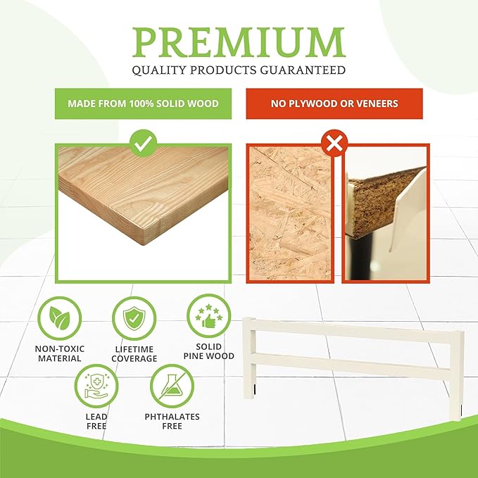 CC KITS Safety Guard Rail for Baby, Kids, and Children - Solid Wood Safety Bed Rail for Toddlers - Easy Installation - Premium Protection for Bunk, Twin, Full, Queen and King Size Beds - (Ivory Lace)