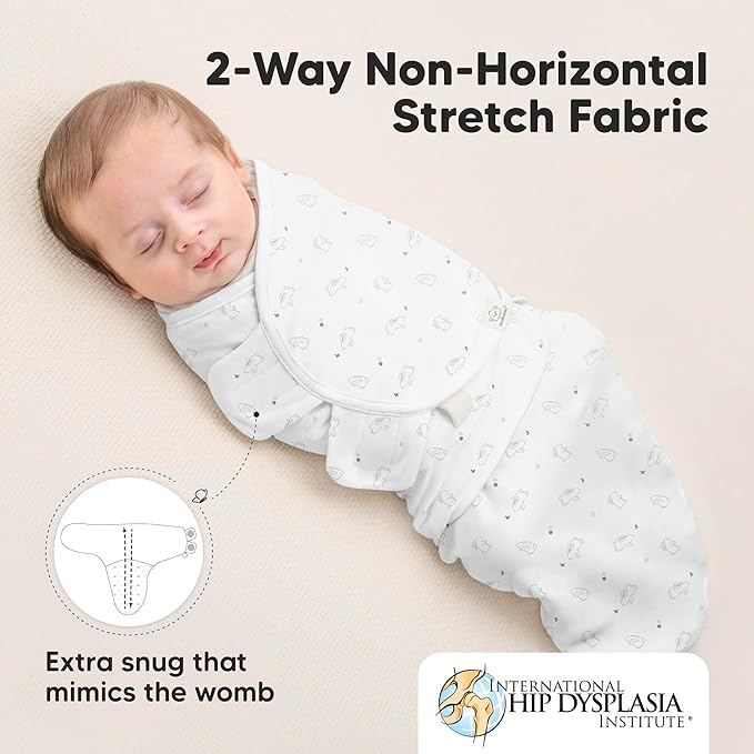 KeaBabies 3-Pack Organic Baby Swaddle Sleep Sacks - Swaddles for Newborns, Infant 0-3 Months, Baby Girls, Boys, Soft & Snug Newborn Sleep Sack, Nursery Swaddling Blankets (Bunnies, XS)
