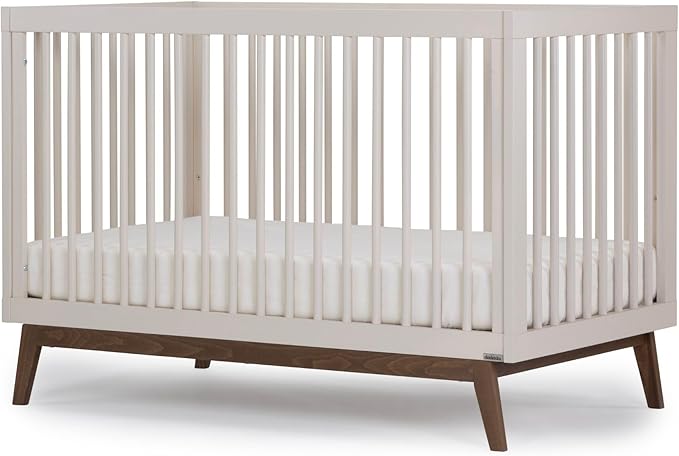 dadada Baby Soho 3-in-1 Convertible Wooden Crib to Toddler Bed - Made in Italy, GREENGUARD Gold Certified, Baby-Safe Finish, Handcrafted Beechwood, Modern Design, 3 Adjustable Heights (Almond Milk)