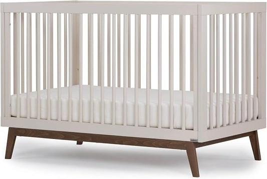 dadada Baby Soho 3-in-1 Convertible Wooden Crib to Toddler Bed - Made in Italy, GREENGUARD Gold Certified, Baby-Safe Finish, Handcrafted Beechwood, Modern Design, 3 Adjustable Heights (Almond Milk)