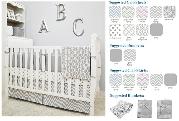 American Baby Company 100% Natural Cotton Percale Fitted Crib Sheet for Standard Crib and Toddler Mattresses, Blue Zigzag, Soft Breathable, for Boys and Girls