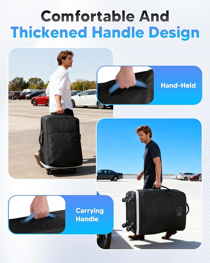 Automiim Car Seat Travel Bag for Airplane with Swivel Wheel, Extendable Height Padded Carseat Travel Backpack Large Storage Bag, Baby Infant Booster Seat Bags for Air Travel