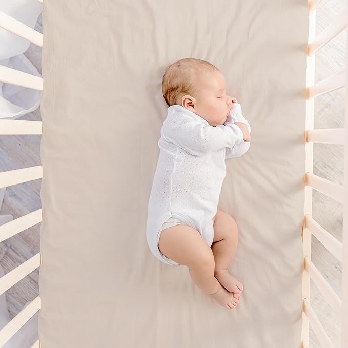 Makemake Organics GOTS Certified Organic Cotton Fitted Crib Sheet Soft Breathable (28"x52", Taupe)