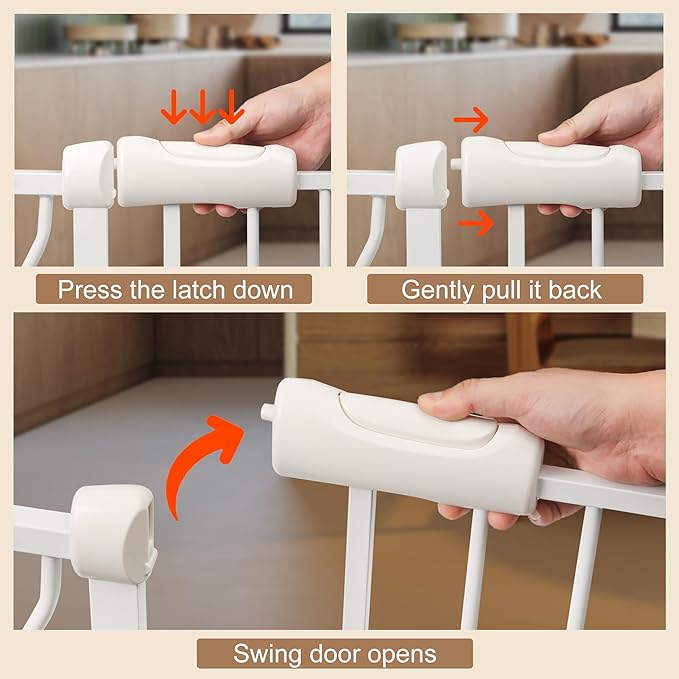 Extra Wide Baby Gate 48.03-52.76 Pressure Mounted,Child Dog Pet Safety Gates with Walk Through Door for Doorways Stairs No Drilling in Door,White