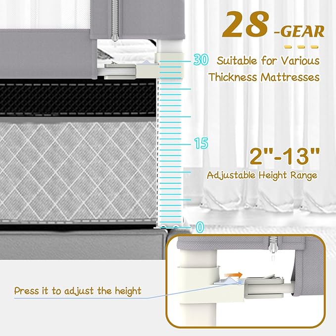 Height Adjustable Bed Rail for Toddlers, Kids Safety Baby Bed Rail for Twin/Full/King/Queen Size Bed (3 Sides, 78 * 78 * 59 Inch)