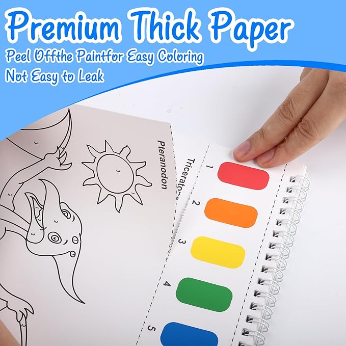 Paint with Water Coloring Books for Toddlers, Watercolor Painting Book and Drawing Art Paper for Kids Ages 3 4 5 6 7 8 Years Old, Dinosaurs Art Craft for Drawing with Brush