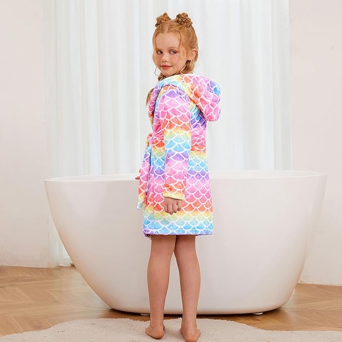 CHILDRENSTAR Girls Robe Kids Bathrobes Plush Soft Fleece Pajamas Sleepwear