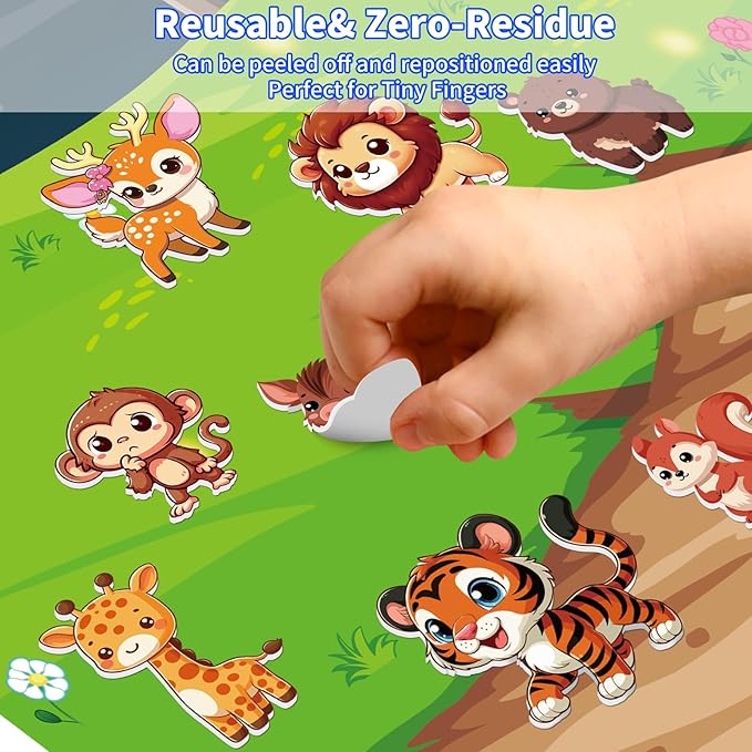 Kalysky 6 Set Reusable Sticker Books for Toddlers 1-3 2-4, Kids 3D Puffy Stickers (Dinosaurs, Forest, Town, Pets, Construction, Insects), Sticker Activity Books