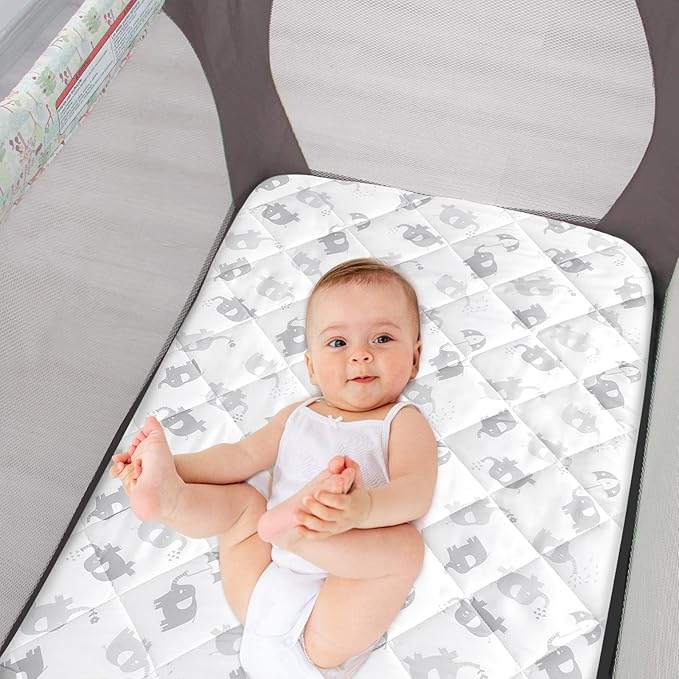 Pack and Play Sheets Fitted, Breathable Thick Playard Lovely Print Cover 39"×27"×5" Compatible with Graco Pack n Play, Elephant