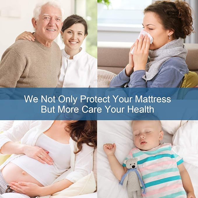 King Mattress Protector Pad Waterproof Quilted, Breathable & Cooling King Size Mattress Cover Protector Fitted with Deep Pocket Up to 18", (White)