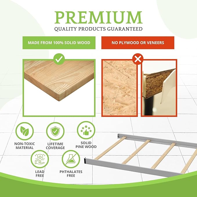 Full-Size Conversion Kit Bed Rails Compatible with Delta Children Convertible Cribs - Solid Wood Rail #0050 - Toddler and Adult Bed Rail for Full-Size Beds - Baby Furniture (Grey - 026)