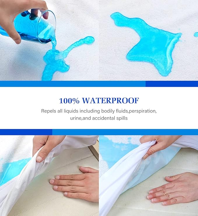 2 Pack King Mattress Protector Waterproof Mattress Protector King Mattress Pad Cover Noiseless, Soft Breathable Terry for Pets Kids Adults 76" x 80"