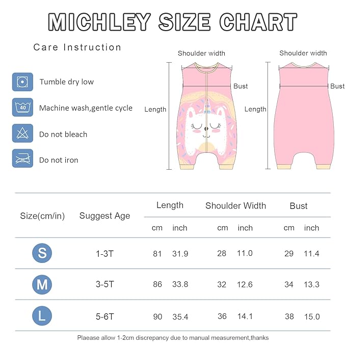 MICHLEY Toddler Sleeping Sack with Feet Newborn Infant Sleeveless Sleeping Bag 2-way Zipper Baby Wearable Blanket for Walkers,Pink Unicorn,5-6T