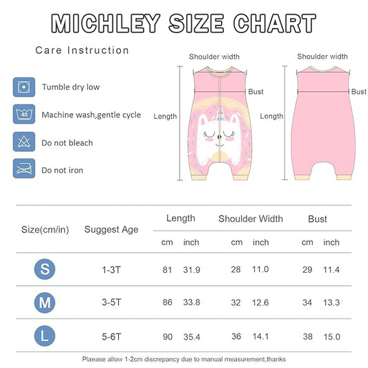 MICHLEY Toddler Sleeping Sack with Feet Newborn Infant Sleeveless Sleeping Bag 2-way Zipper Baby Wearable Blanket for Walkers,Pink Unicorn,5-6T