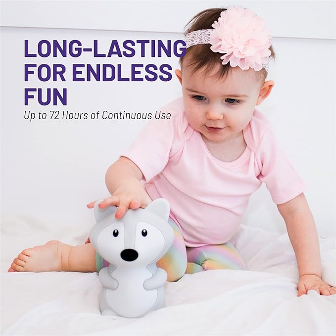 Lumipets Fiona The Fox Squishy Night Light for Kids | Silicone Mood Lamp with Tap & Remote Control | Rechargeable Color Changing Animal NightLight for Boys & Girls | Portable Nightlight with USB Cord