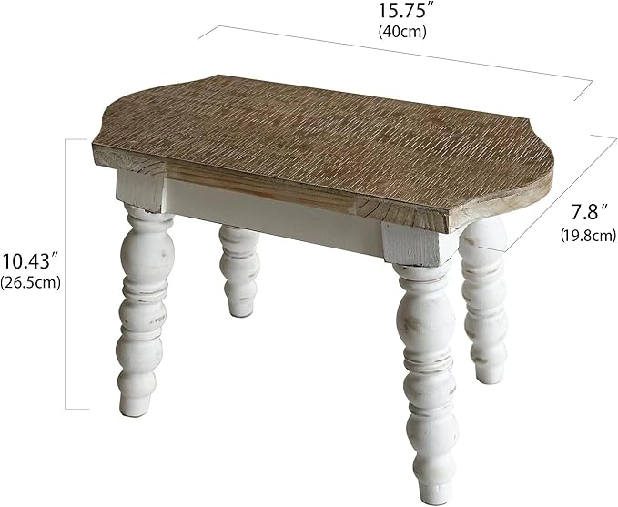 dwellington Wooden Bathroom Farmhouse Step Stool, Wood Foot Stool for Adults Kids, Bedside Step Plant Stand for Kitchen