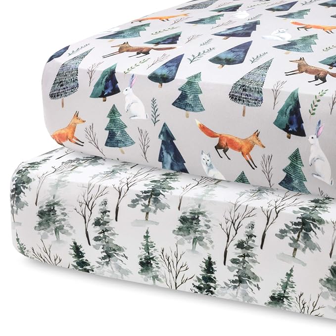 Pobi Baby - 2-Pack Fitted Crib Sheets for Boys, Girl - Baby Crib Sheet Neutral - Crib Mattress Sheet - Ultra-Soft Cotton Crib Sheets, Toddler Bed Sheets (Magical)
