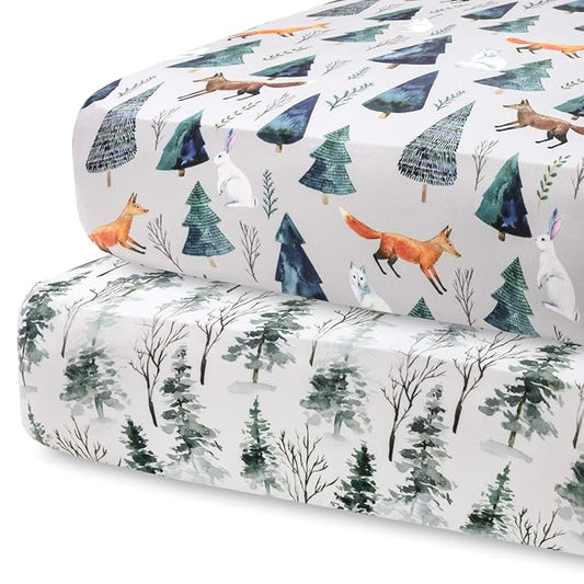 Pobi Baby - 2-Pack Fitted Crib Sheets for Boys, Girl - Baby Crib Sheet Neutral - Crib Mattress Sheet - Ultra-Soft Cotton Crib Sheets, Toddler Bed Sheets (Magical)