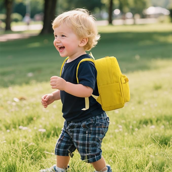 MT WORLD Daycare Backpack - Personalized Canvas Backpack with Name - Classic 15inch Daypack with Back Pocket - Custom Daycare Diapering Bag for Overnight Travel Birthday Gifts (Ginger Yellow, Large)