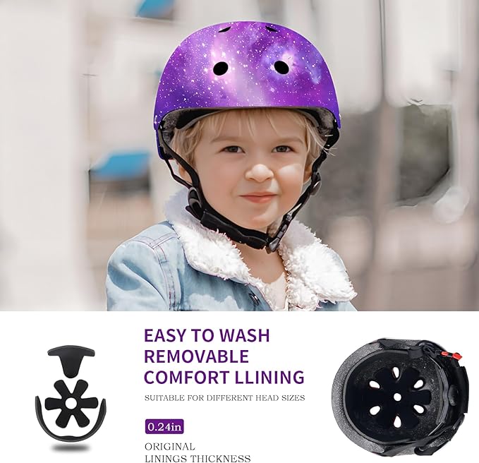 Adjustable Gradient Color Kids/Toddler Bike Helmet for 1-2-3-5-8-14 Years Boys Girls,Skateboard Helmet with Knee and Elbow Pads Wrist Guard Roller Skates,Cycling,Skating Scooter Longboard