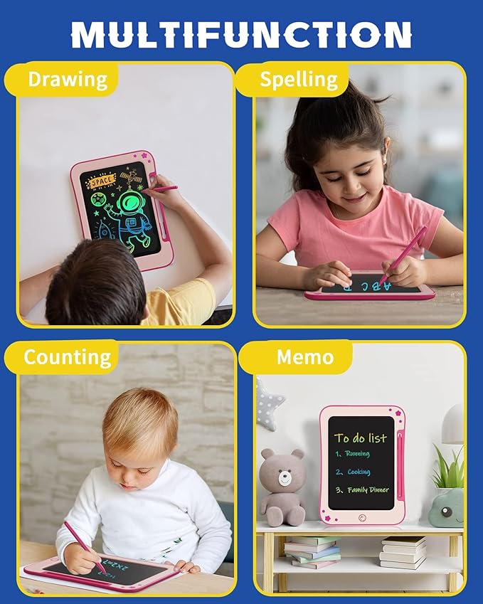 bravokids Girl Toys LCD Writing Tablet - 8.5 Inch Kids Doodle Board Educational Learning Drawing Pad Birthday Gifts for 3 4 5 6 7 8 Year Old Girls Boys (Pink)