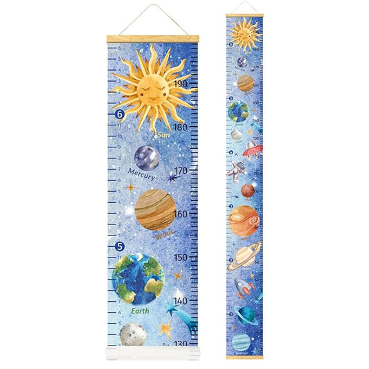 HomeEvolution Kids Growth Chart Height Measuring Chart, Solar System Space Planets Canvas Wall Hanging Rulers for Baby Children Girls Bedroom Decor (Solar System)