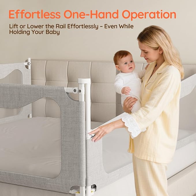 colorfarm King Size Toddler Bed Rail 3 Pack Bed Rails Guard with Safety Lock - Adjustable Bedrails Bed Fence for Infant Baby Toddlers Child (78.7x78.7x74.8)