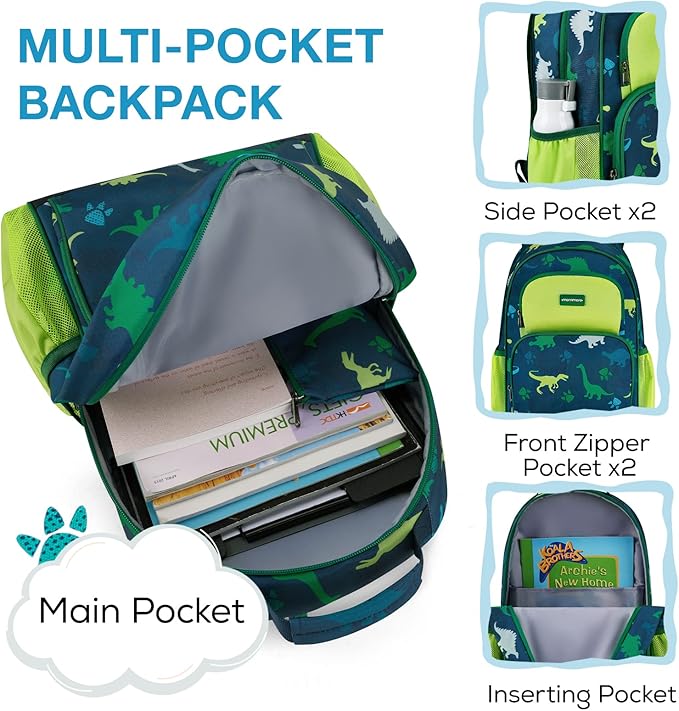 mommore Kids Backpack for Boys Girls Preschool Kindergarten Backpacks Lightweight Elementary School Bookbag with Lunch Box