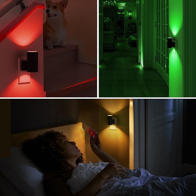 L LOHAS LED Night Light with Remote, Night Lights Plug into Wall, RGB Color Changing Nightlight with Light Sensor, Nightlights for Kids Gifts Halloween Christmas Party Hallway Bedroom Kids Room,1 Pack