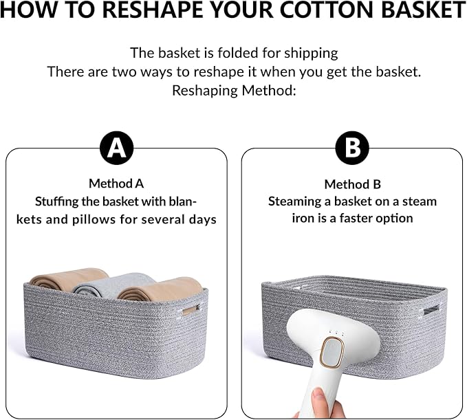 MiniArk Large Storage Baskets for Organizing, Closet Shelf Baskets for Clothes Blanket Towels, Baby Nursery, Toy Bins Box, Woven Rope Baskets, 17 x 13 x 7.5”, 4 Packs Mixed Grey
