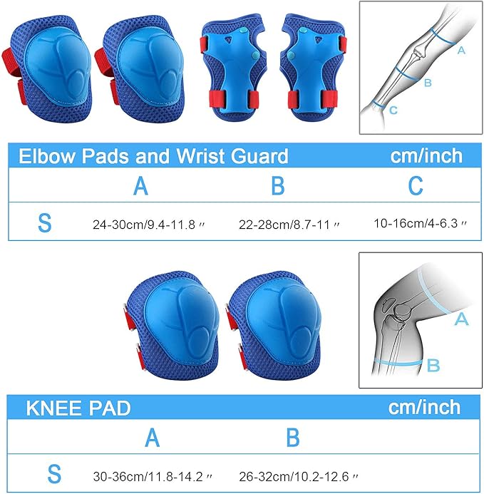 Kids Protective Gear Set Knee Pads for Kids 3-14 Years Toddler Knee and Elbow Pads with Wrist Guards 3 in 1 for Skating Cycling Bike Rollerblading Scooter