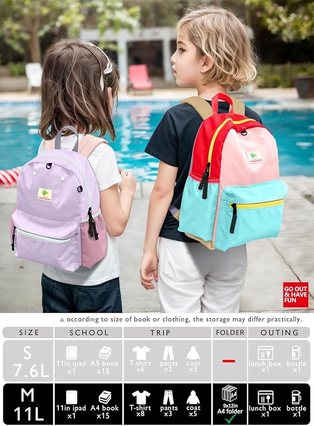 Kids' Backpacks for Girls & Boys - Kindergarten & Elementary School, Small Child Toddler Backpack, 13" H, Ages 3-5