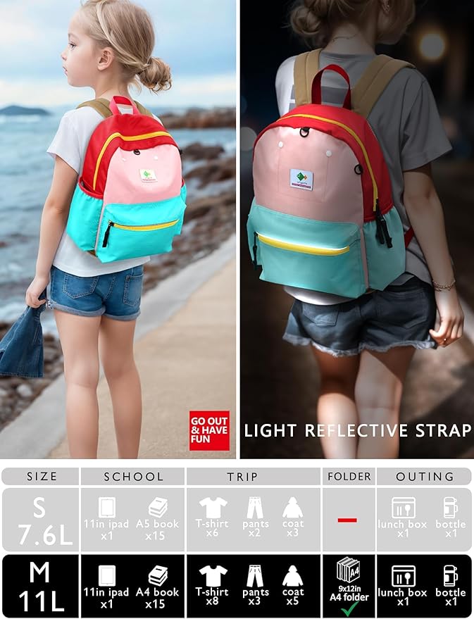 Kids' Backpacks for Girls & Boys - Kindergarten & Elementary School, Small Child Toddler Backpack, 13" H, Ages 3-5