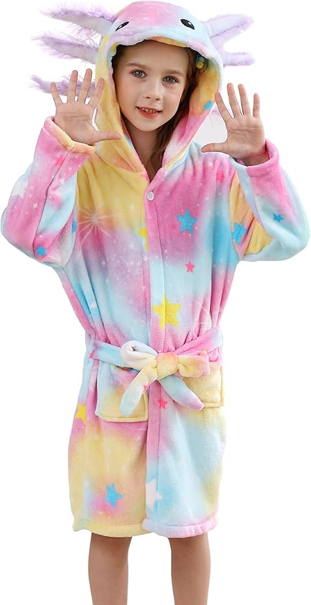 DELEY Girl's Robe Baby Boys Hoodie Robes Toddler Bathrobes for Kids Pajamas Sleepwear