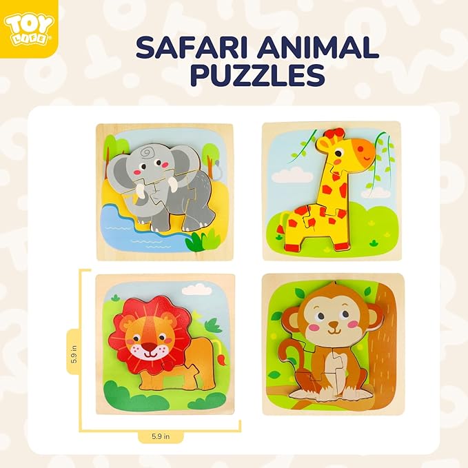 TOY Life Wooden Puzzles for Toddlers 2-4, Montessori Toys for 1 2 3 Year Old Boys Girls, Animals Puzzles Educational Learning Toys 2 Year Old, Christmas Stocking Stuffer for Kids Ages 1-3 2-4