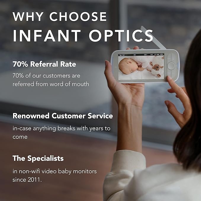 Infant Optics DXR-8 PRO Video Baby Monitor, 720P HD Resolution 5" Display, Patented A.N.R. (Active Noise Reduction), No WiFi, Pan Tilt Zoom, and Interchangeable Lenses