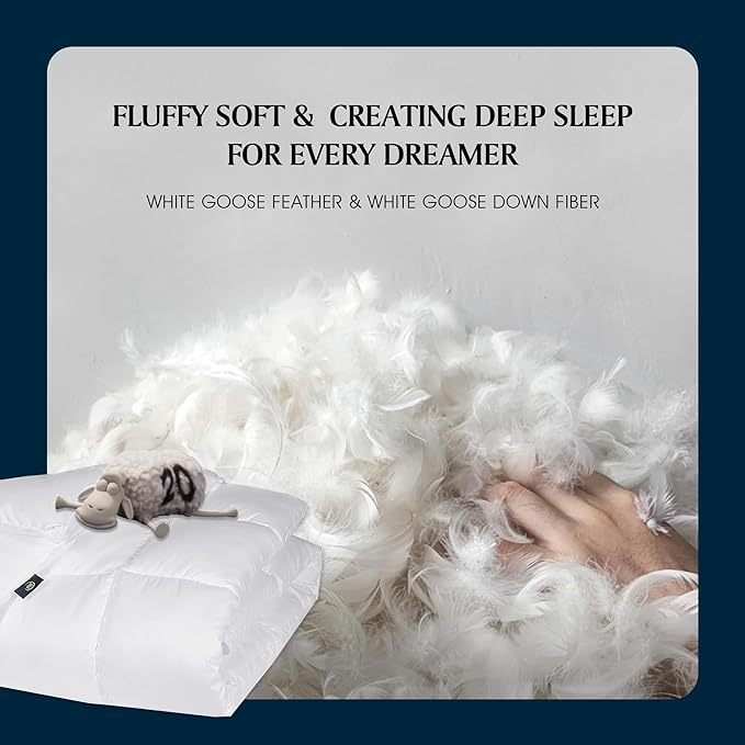 Serta Goose Feather Down Fiber Cotton Comforter Twin Size - 100% Cotton Duvet Insert - Hotel Luxury Hypoallergenic Bedding Comforter Extra Warmth 68 x 90 Inch White