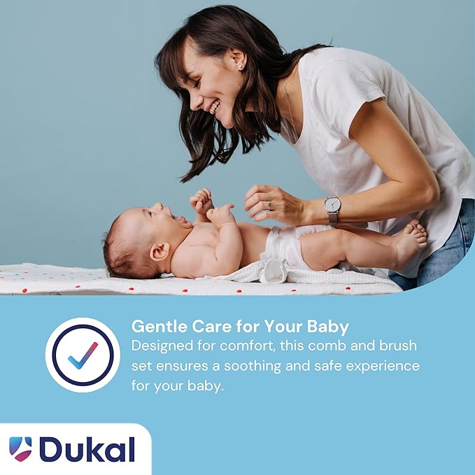 Dukal PCB2 DawnMist Baby Comb & Brush Set – Ivory – Gentle, Non-Scratch Grooming Tools with Soft Bristles for Newborns – 3 Sets