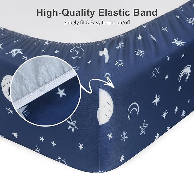 Baby Crib Sheets 2 Pack for Boys and Girls Fit for Standard Crib Toddler Mattress Breathable Soft Microfiber Baby Sheet 28x52x8in(Starry Sky & Clouds)
