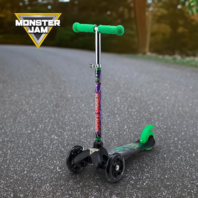 Self Balancing Kick Scooter with Light Up Wheels, Extra Wide Deck, 3 Wheel Platform, Foot Activated Brake, 75 lbs Limit, Kids & Toddlers Girls or Boys, for Ages 3 and Up