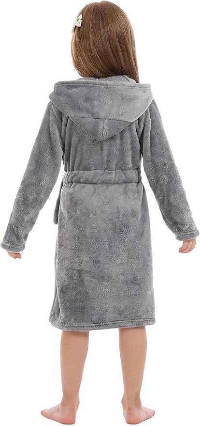 Toddler Robes Cute Pattern Bathrobe Unisex Kids Robe Baby Flannel Hoodie Pajamas Sleepwear