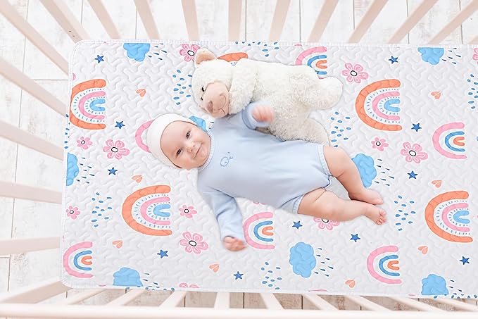 Quilted Pack n Play Sheet Fitted, Breathable Thick Pad for Pack and Play Mattress, Pack and Play Mattress Sheet fits Graco, Portable Mini Cribs, Play Yards, Padded Playpen Protector Cover