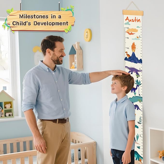 Personalized Rainbow Growth Chart for Wall Kids, Name Height Chart for Kids, for Nursery & Bedroom, Baby Shower Gift (60.6" x 8.3")