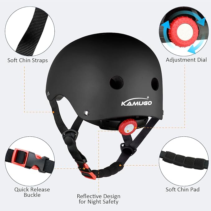KAMUGO Kids Adjustable Helmet, Suitable for Toddler Kids Ages 2-14 Boys Girls, Multi-Sport Safety Cycling Skating Scooter Helmet