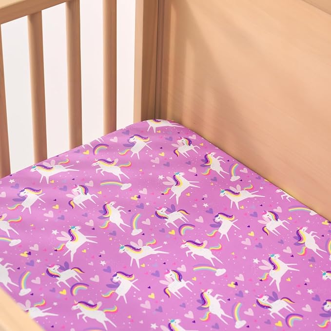 Little Sleepies Baby Crib Sheets, Buttery Soft Viscose from Bamboo Crib Sheets for Boys & Girls, Toddler Bed Sheet, Standard Crib Mattress Sheet, Super Stretchy & Elasticized (Sienna's Unicorns)