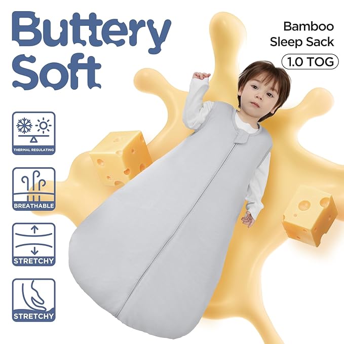 Duomiaomiao Rayon Made from Bamboo Baby Sleep Sack 1.0 TOG, Buttery Soft Wearable blanket Baby, Baby Sleeping bag for Babies