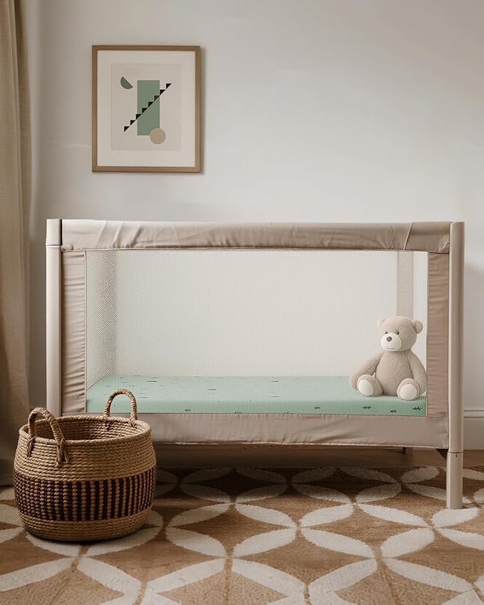 Pack and Play Sheets Fitted, Mini Crib Sheets 2-Pack for Pack N Play Mattress, Stretchy Playpen Sheet for Boys Girls, Softness and Breathable, 38" x 26"