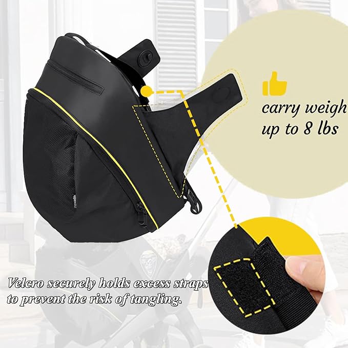 Clip-On Storage Bag Compatible with Doona Stroller & Carseat, Large Capacity Storage Space Diaper Bag with Non-Slip Zipper, Stroller Organizer Bag Wearable Backpack Mother's Bag All Day Bag